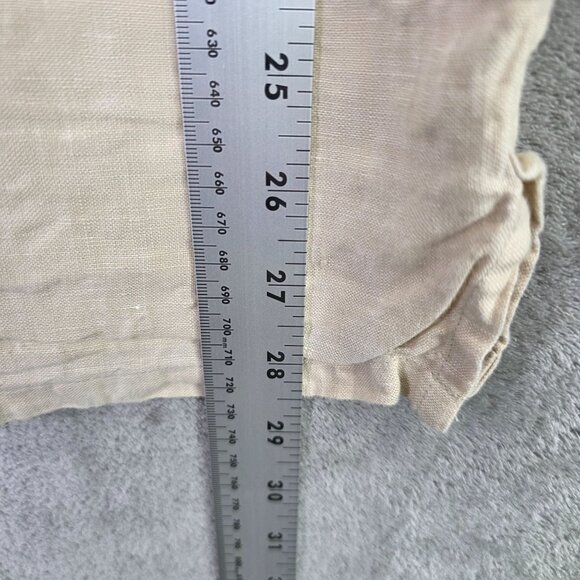 Mens Pronto Uomo Beige Striped Shirt 100% Linen Button Up Short Sleeve Size XL - Picture 6 of 7